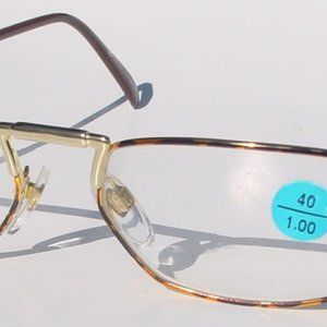 (NWT) Vintage 90's Rectangle Metal Half Frame Reading Glasses (Gold/Tortuga)
